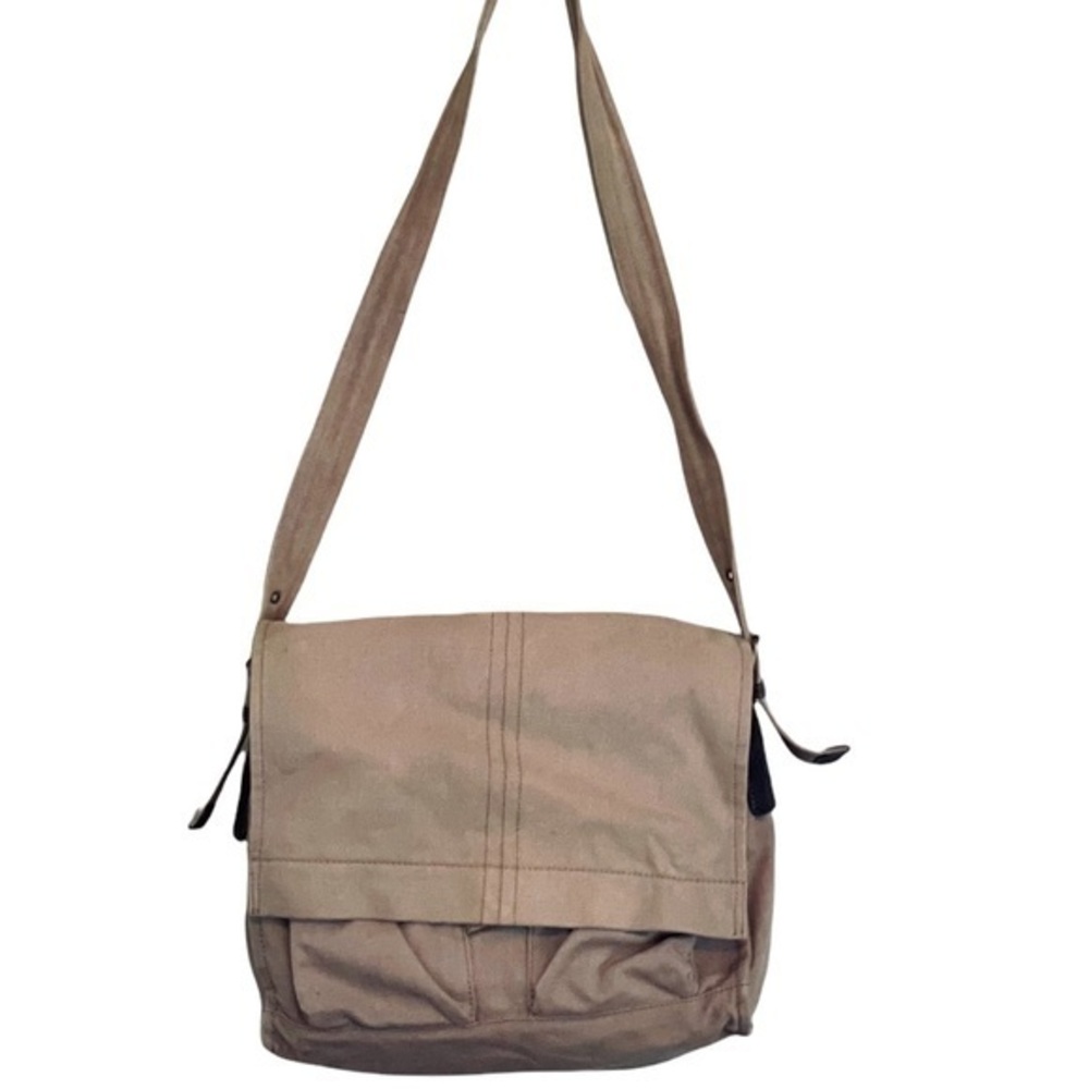 FOSSIL LARGE TAN CANVAS LARGE CROSSBODY BAG - Picture 2 of 13